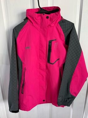 Diamond Candy Women’s Pink Grey Rain Jacket